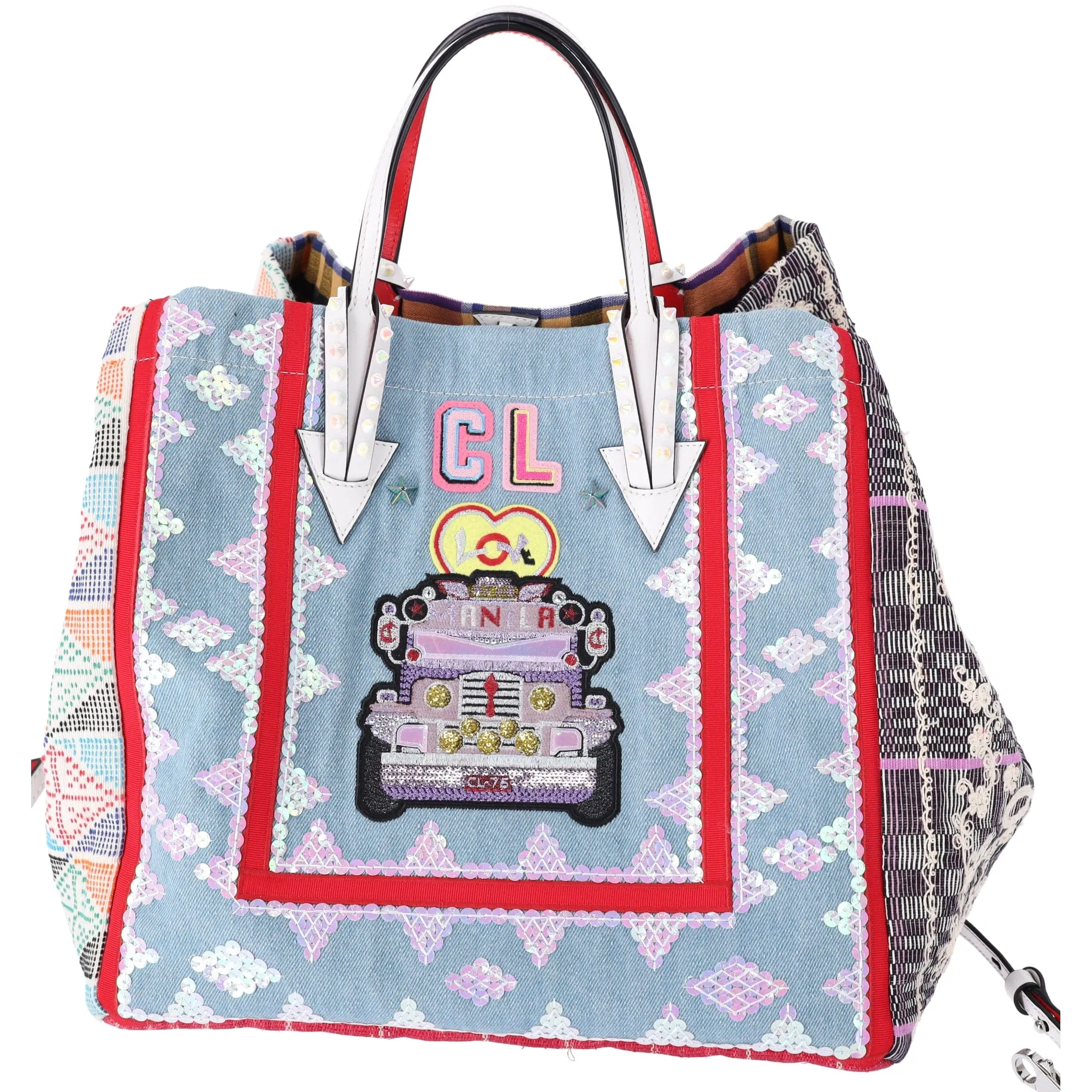 Christian Louboutin Manilacaba Caba Large Tote Motif Embroidered Multicolor
