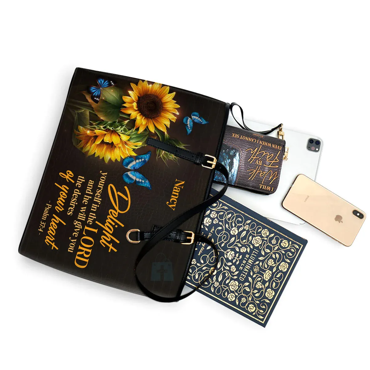 Christianart Designer Handbags, Delight Yourself In The Lord, Personalized Gifts, Gifts for Women.