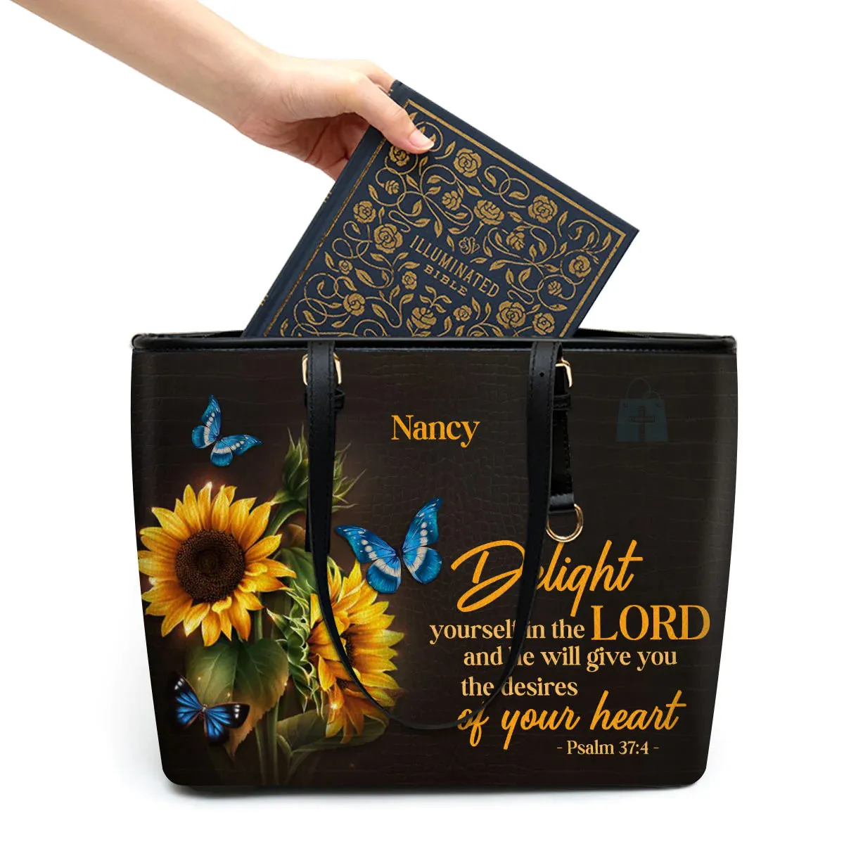 Christianart Designer Handbags, Delight Yourself In The Lord, Personalized Gifts, Gifts for Women.
