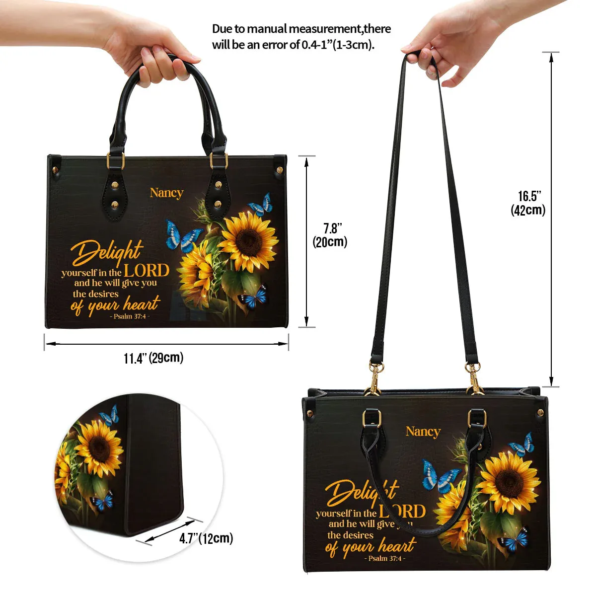 Christianart Designer Handbags, Delight Yourself In The Lord, Personalized Gifts, Gifts for Women.