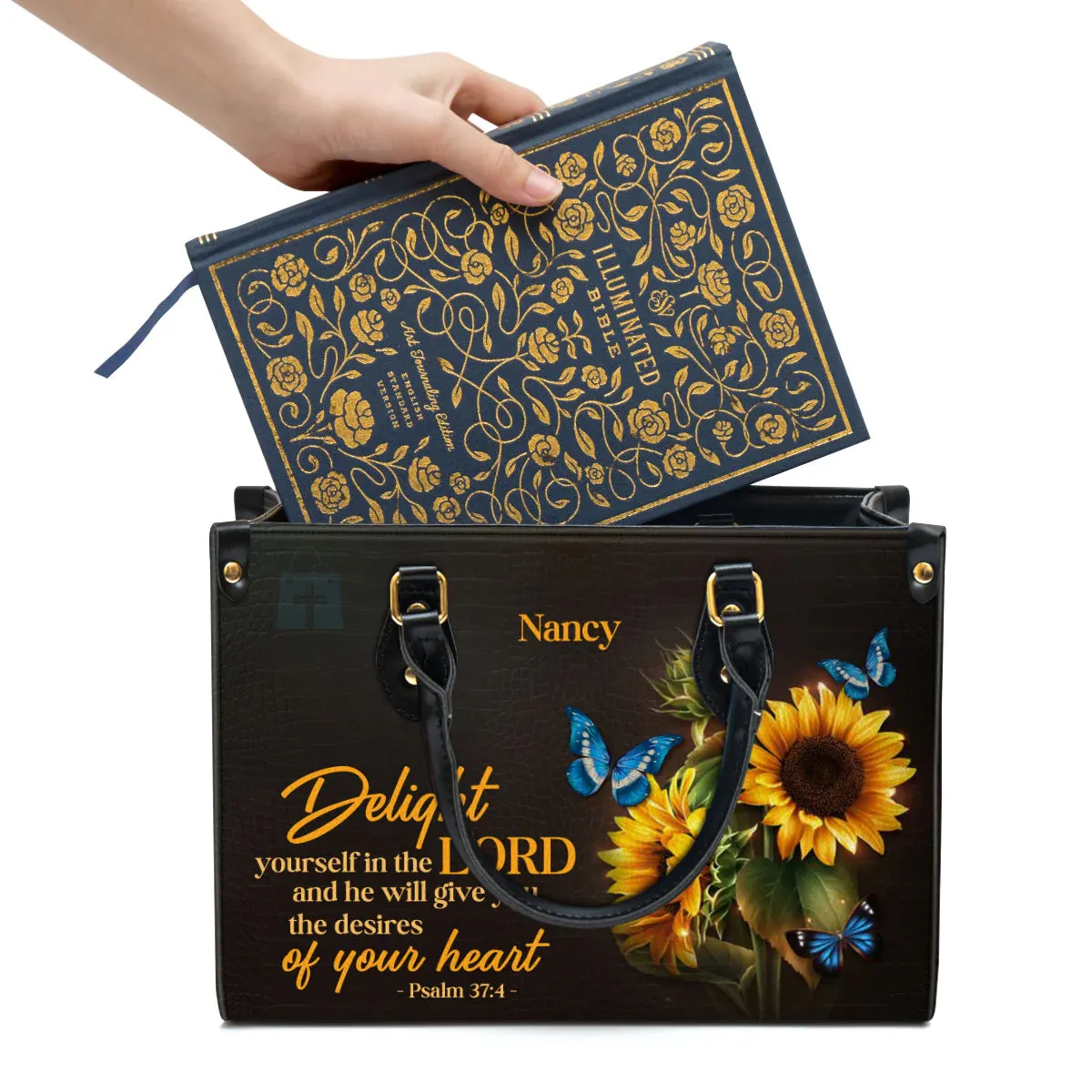 Christianart Designer Handbags, Delight Yourself In The Lord, Personalized Gifts, Gifts for Women.