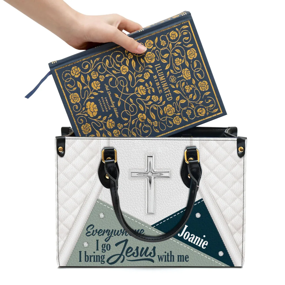 Christianart Designer Handbags, Everywhere I Go, I Bring Jesus With Me, Personalized Gifts, Gifts for Women, Christmas Gift.