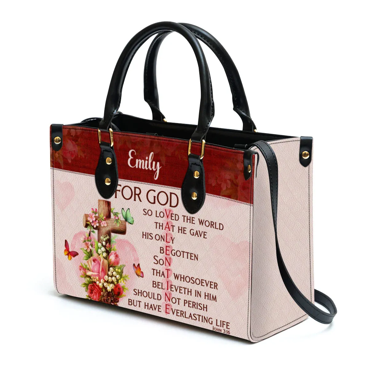 Christianart Handbag, For God So Loved The World, Personalized Gifts, Gifts for Women, Holiday Gift, Christmas Gift.
