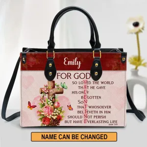 Christianart Handbag, For God So Loved The World, Personalized Gifts, Gifts for Women, Holiday Gift, Christmas Gift.