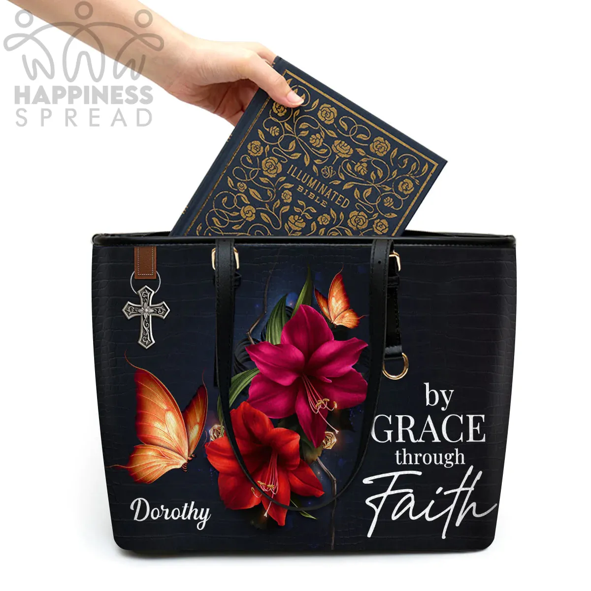 Christianart Handbag, Personalized Hand Bag, By Grace Through Faith, Personalized Gifts, Gifts for Women.