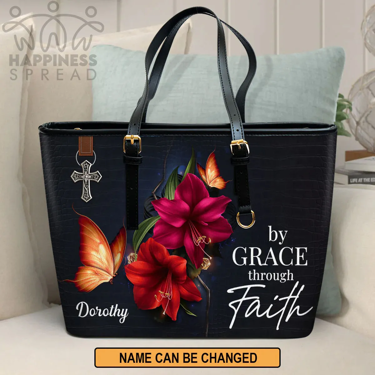Christianart Handbag, Personalized Hand Bag, By Grace Through Faith, Personalized Gifts, Gifts for Women.