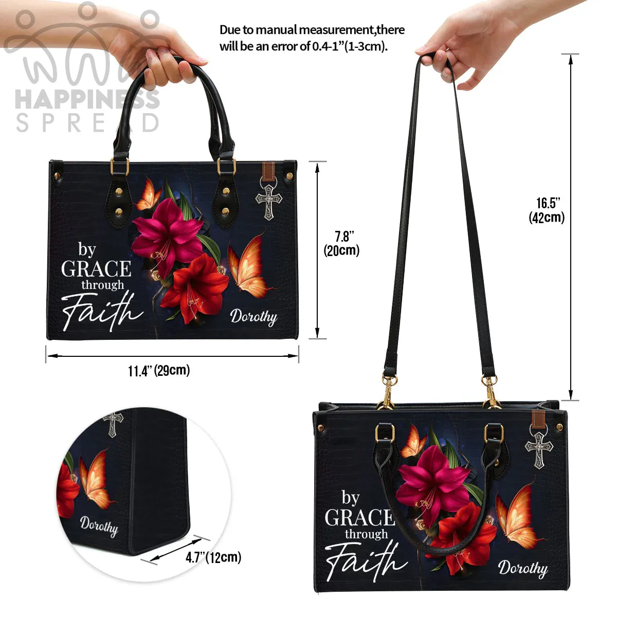 Christianart Handbag, Personalized Hand Bag, By Grace Through Faith, Personalized Gifts, Gifts for Women.
