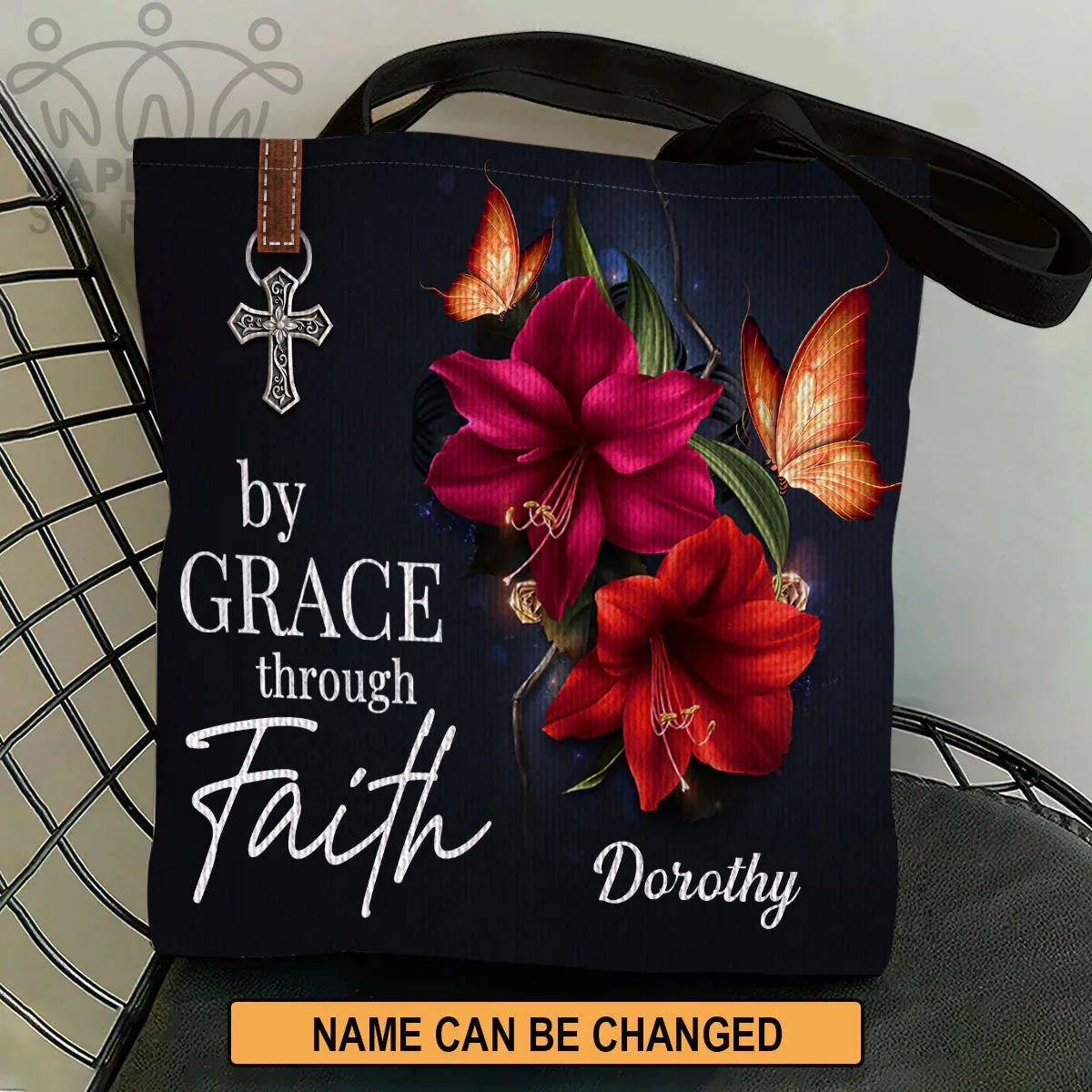 Christianart Handbag, Personalized Hand Bag, By Grace Through Faith, Personalized Gifts, Gifts for Women.