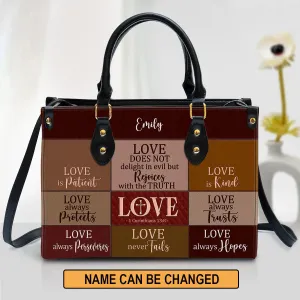 Christianartbag Handbag, Love Is Patient, Personalized Gifts, Gifts for Women, Christmas Gift.