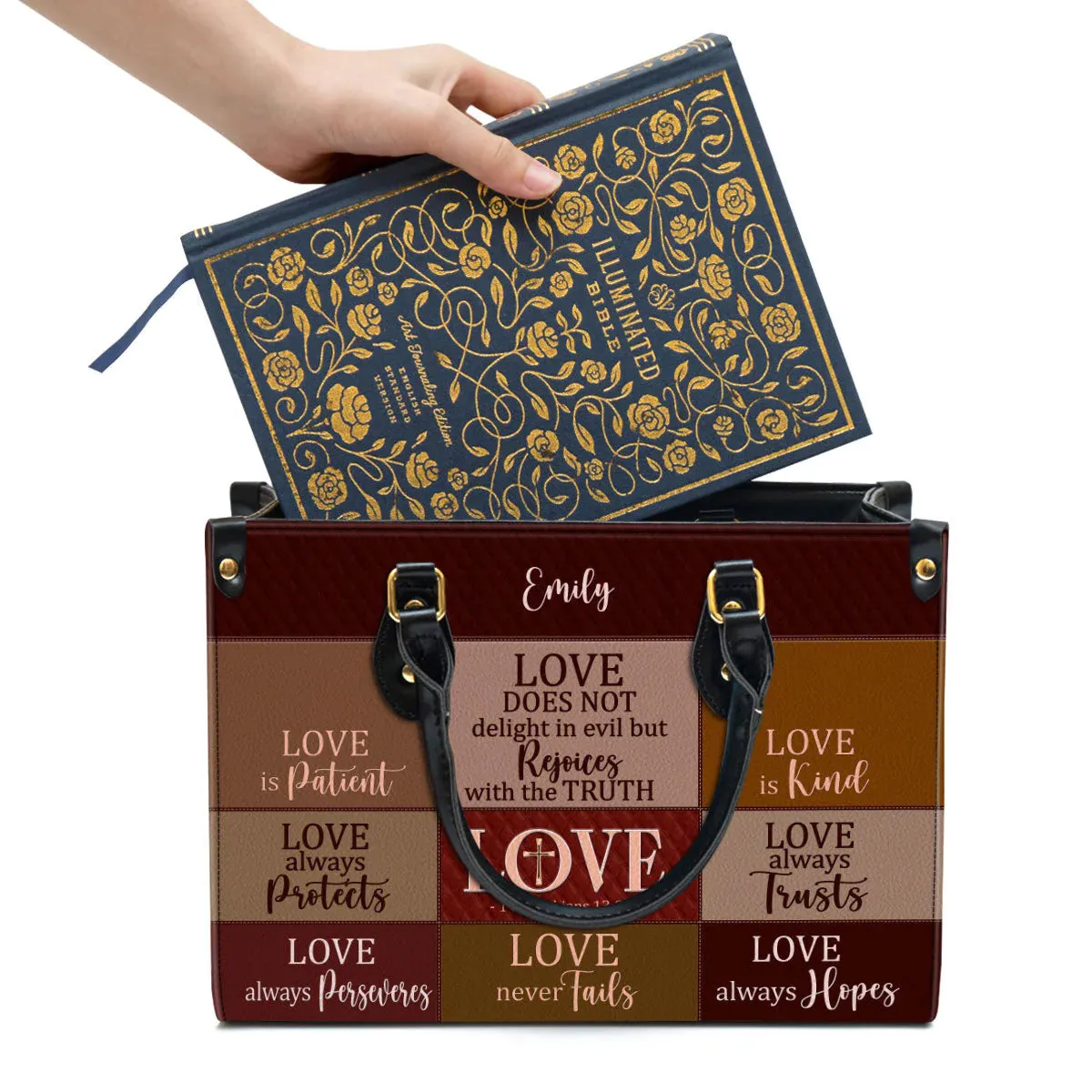 Christianartbag Handbag, Love Is Patient, Personalized Gifts, Gifts for Women, Christmas Gift.