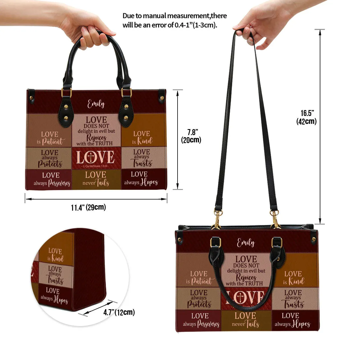Christianartbag Handbag, Love Is Patient, Personalized Gifts, Gifts for Women, Christmas Gift.