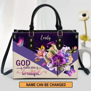 Christianartbag Handbags, God Calls You Beautiful Flower And Cross Gorgeous Leather Bags, Personalized Bags, Gifts for Women, Christmas Gift, CABLTB01300723.