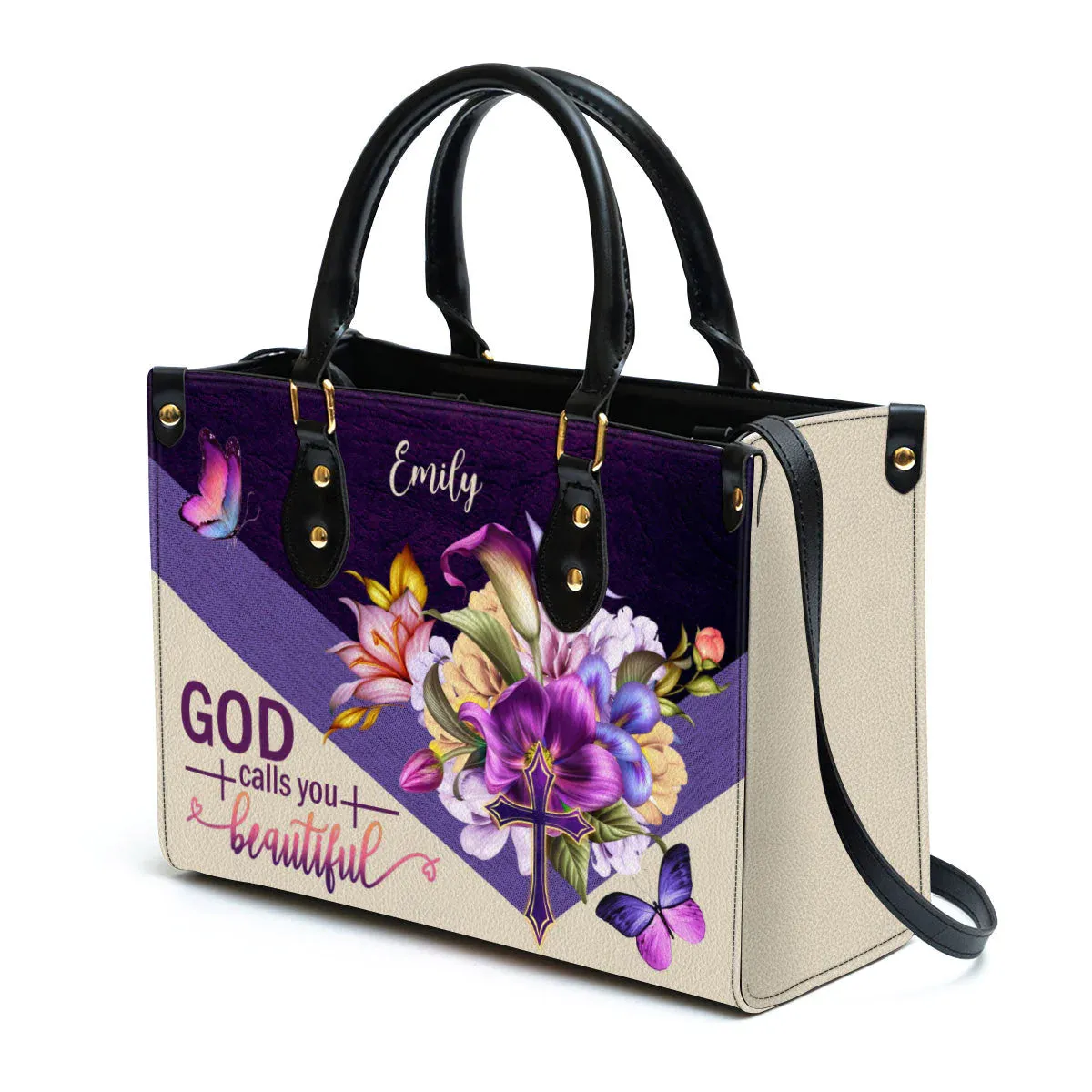 Christianartbag Handbags, God Calls You Beautiful Flower And Cross Gorgeous Leather Bags, Personalized Bags, Gifts for Women, Christmas Gift, CABLTB01300723.