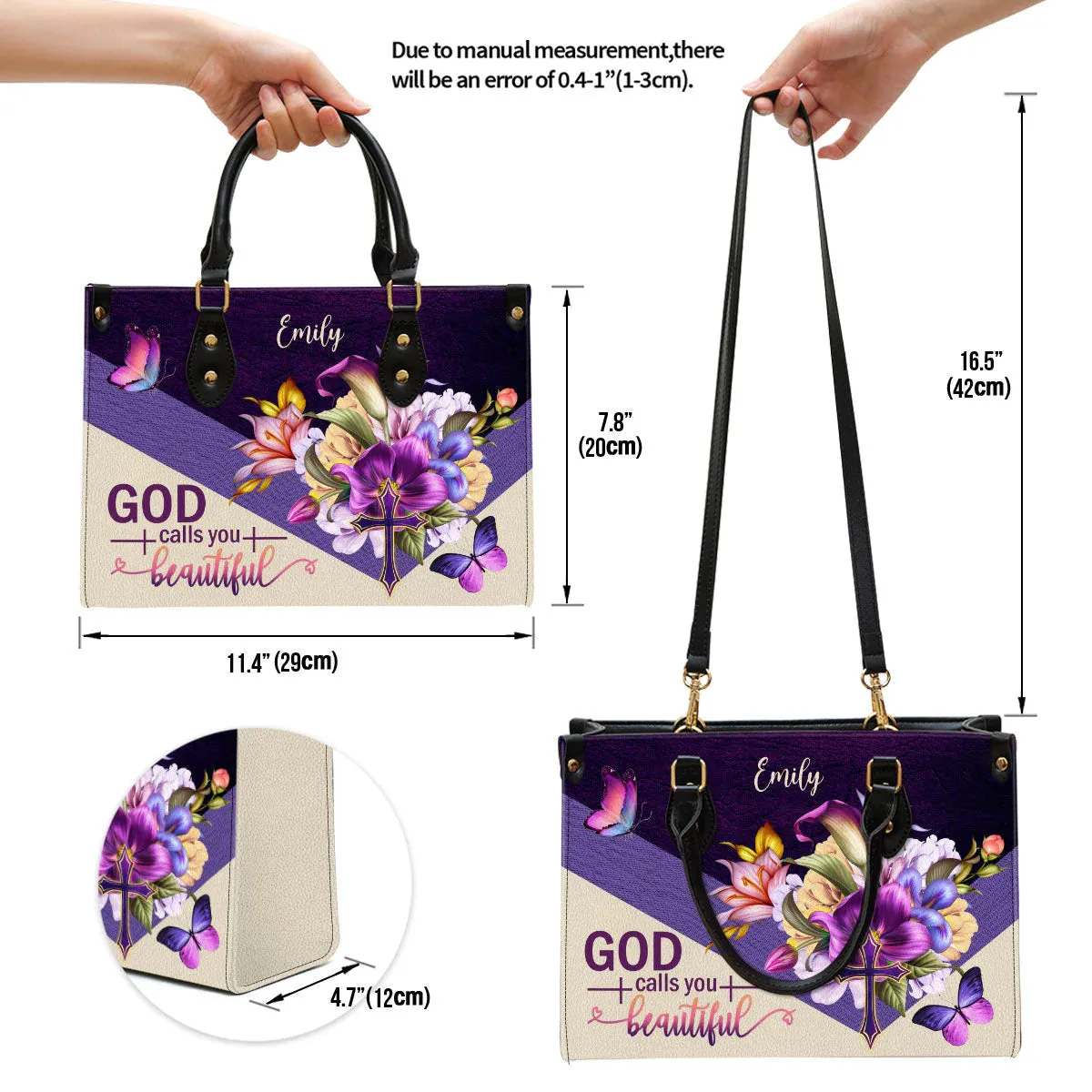 Christianartbag Handbags, God Calls You Beautiful Flower And Cross Gorgeous Leather Bags, Personalized Bags, Gifts for Women, Christmas Gift, CABLTB01300723.