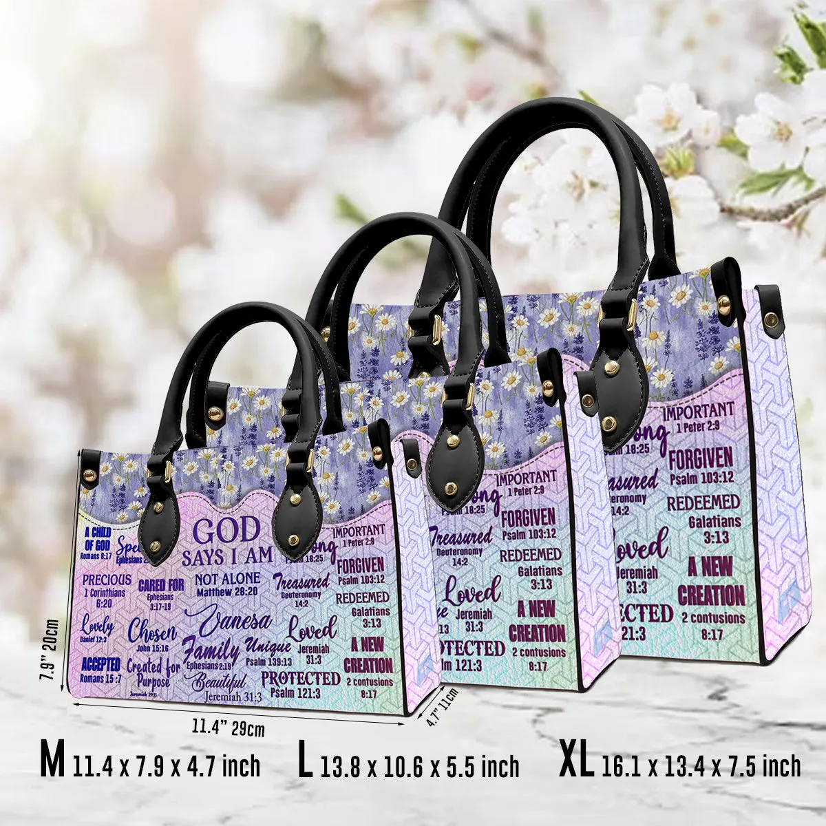 Christianartbag Handbags, God Says I Am, Handbag Design, Monogram Leather Handbag, Gifts for Women, CABLTB231223.
