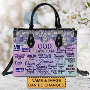 Christianartbag Handbags, God Says I Am, Handbag Design, Monogram Leather Handbag, Gifts for Women, CABLTB231223.