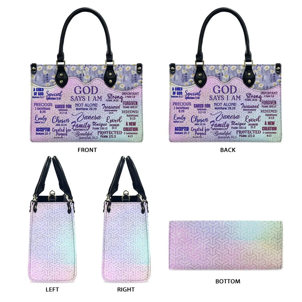 Christianartbag Handbags, God Says I Am, Handbag Design, Monogram Leather Handbag, Gifts for Women, CABLTB231223.