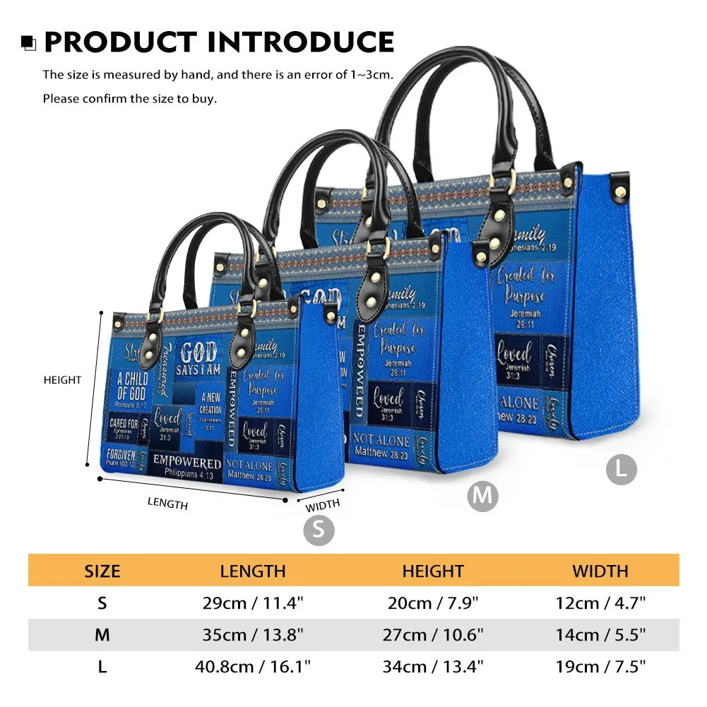 Christianartbag Handbags, God Says I Am Leather Handbag Blue, Personalized Bags, Gifts for Women, Christmas Gift, CABLTB05240923.