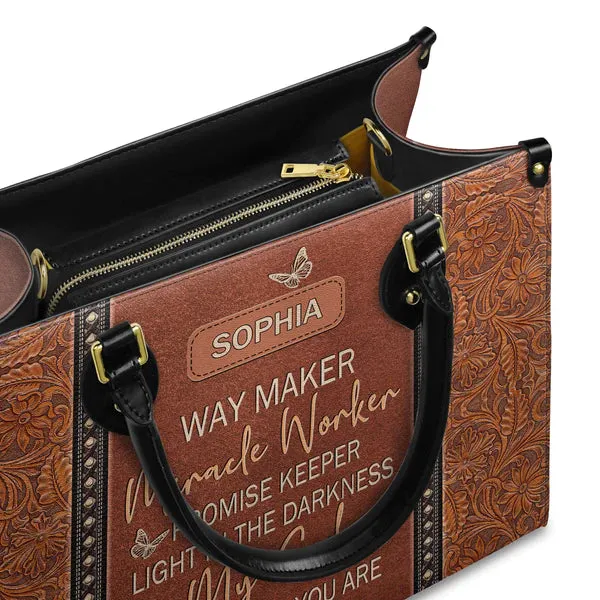 Christianartbag Shoulder Bag, Way Maker Miracle Worker Leather Shoulder Bag, Personalized Shoulder Bag, Gift For Women, CAB01091023.