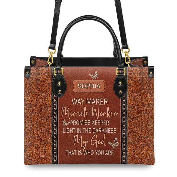 Christianartbag Shoulder Bag, Way Maker Miracle Worker Leather Shoulder Bag, Personalized Shoulder Bag, Gift For Women, CAB01091023.