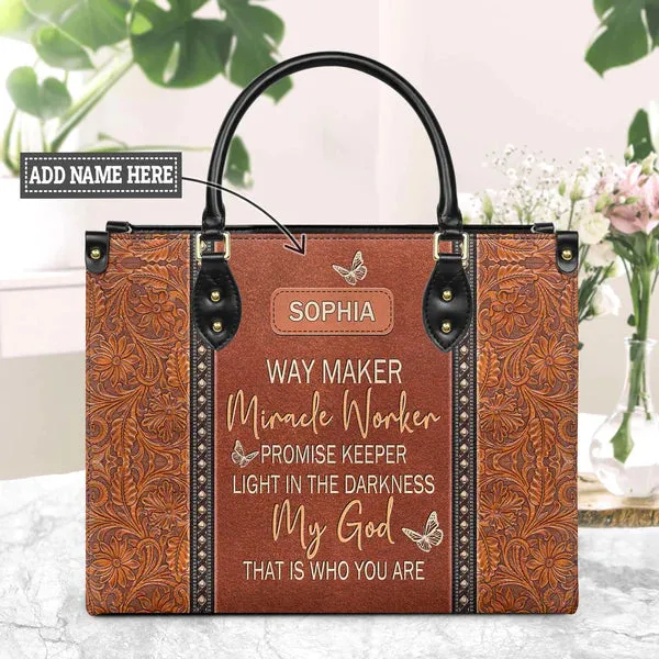 Christianartbag Shoulder Bag, Way Maker Miracle Worker Leather Shoulder Bag, Personalized Shoulder Bag, Gift For Women, CAB01091023.