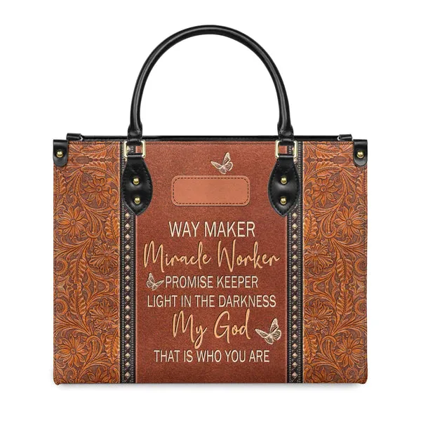 Christianartbag Shoulder Bag, Way Maker Miracle Worker Leather Shoulder Bag, Personalized Shoulder Bag, Gift For Women, CAB01091023.