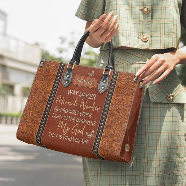 Christianartbag Shoulder Bag, Way Maker Miracle Worker Leather Shoulder Bag, Personalized Shoulder Bag, Gift For Women, CAB01091023.