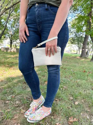 Classic Ivory Convertible Crossbody Wristlet  with Compartments