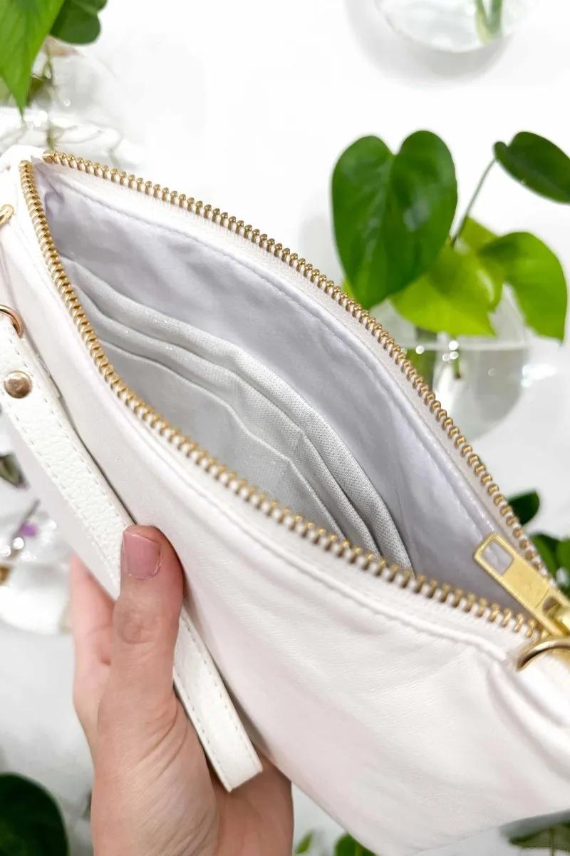 Classic Ivory Convertible Crossbody Wristlet  with Compartments
