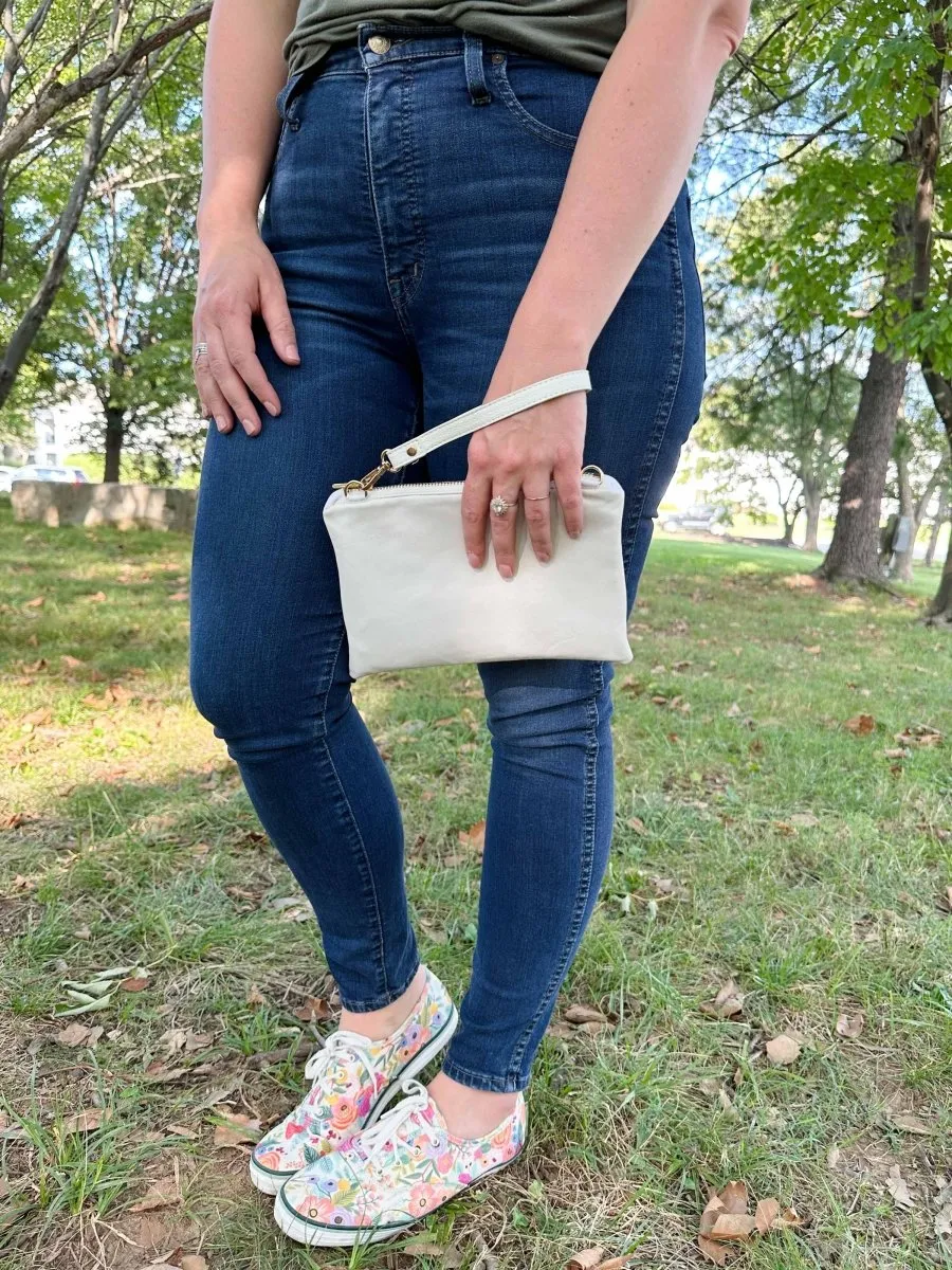 Classic Ivory Convertible Crossbody Wristlet  with Compartments