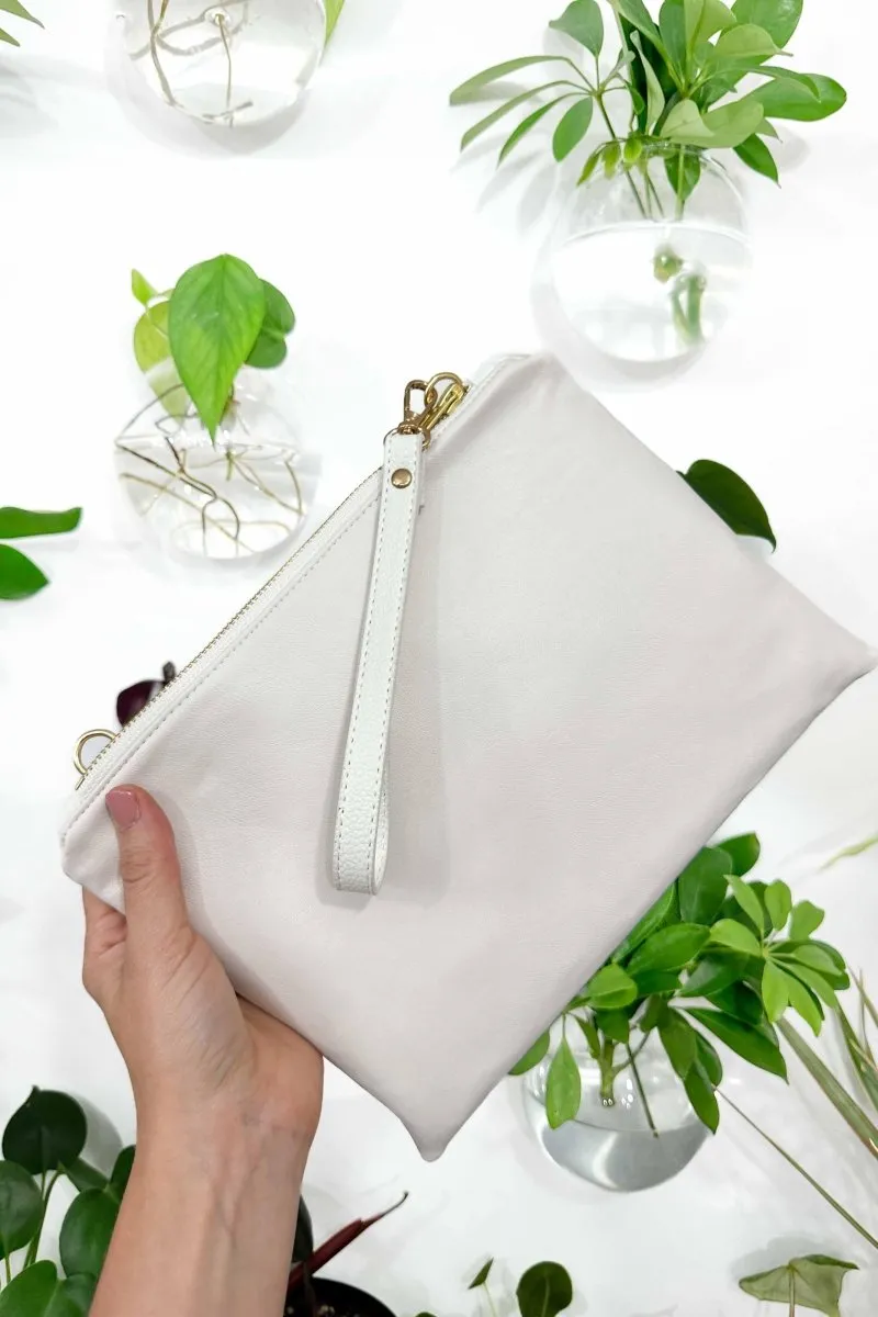 Classic Ivory Convertible Crossbody Wristlet  with Compartments