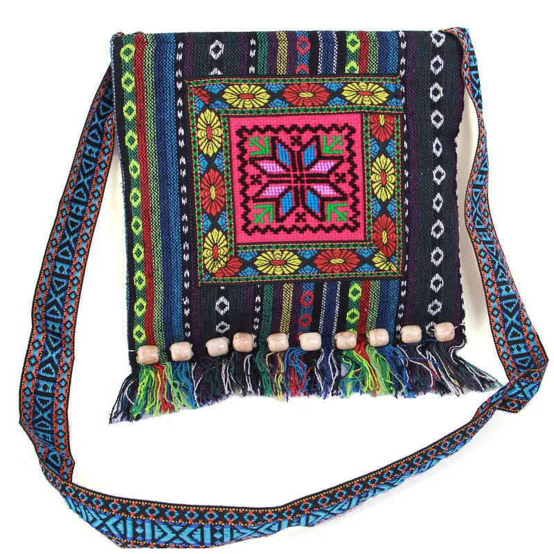 Classic Yunnan National Style Embroidered Tassel Crossbody Bags