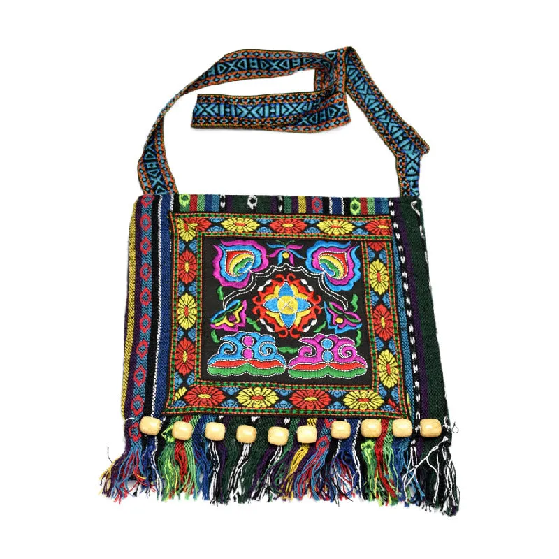 Classic Yunnan National Style Embroidered Tassel Crossbody Bags