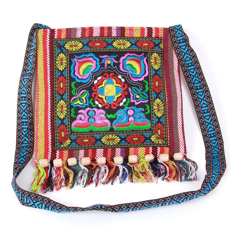 Classic Yunnan National Style Embroidered Tassel Crossbody Bags