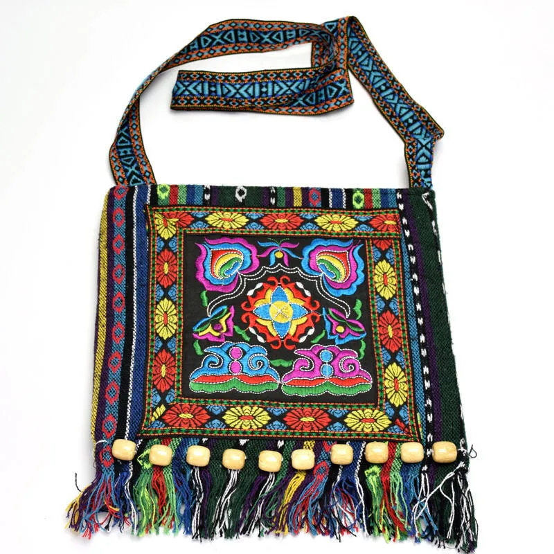 Classic Yunnan National Style Embroidered Tassel Crossbody Bags