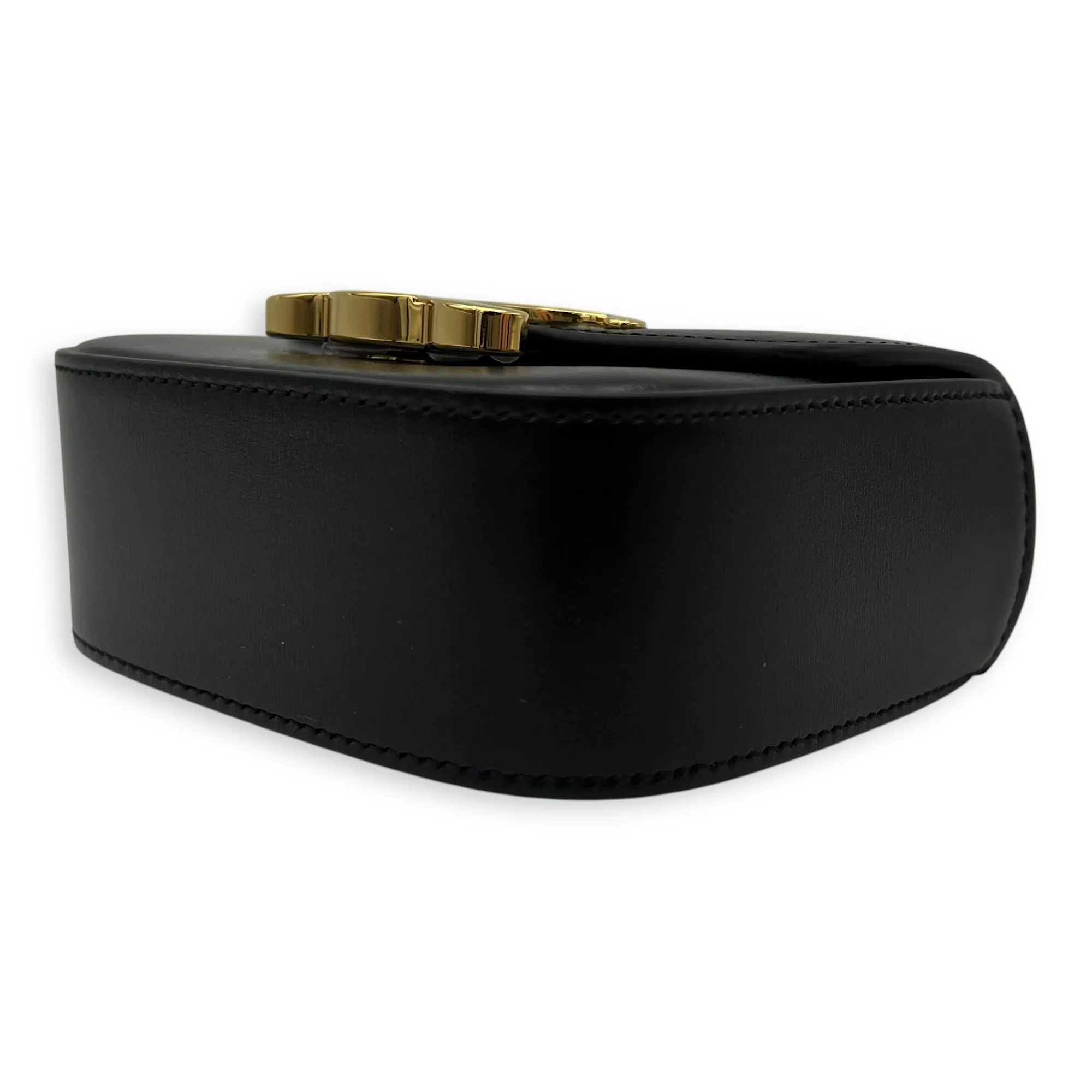 Claude Triomphe Mini Black Crossbody Bag in Calfskin, Gold hardware