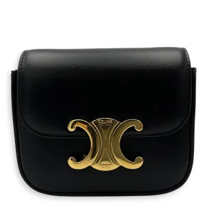 Claude Triomphe Mini Black Crossbody Bag in Calfskin, Gold hardware