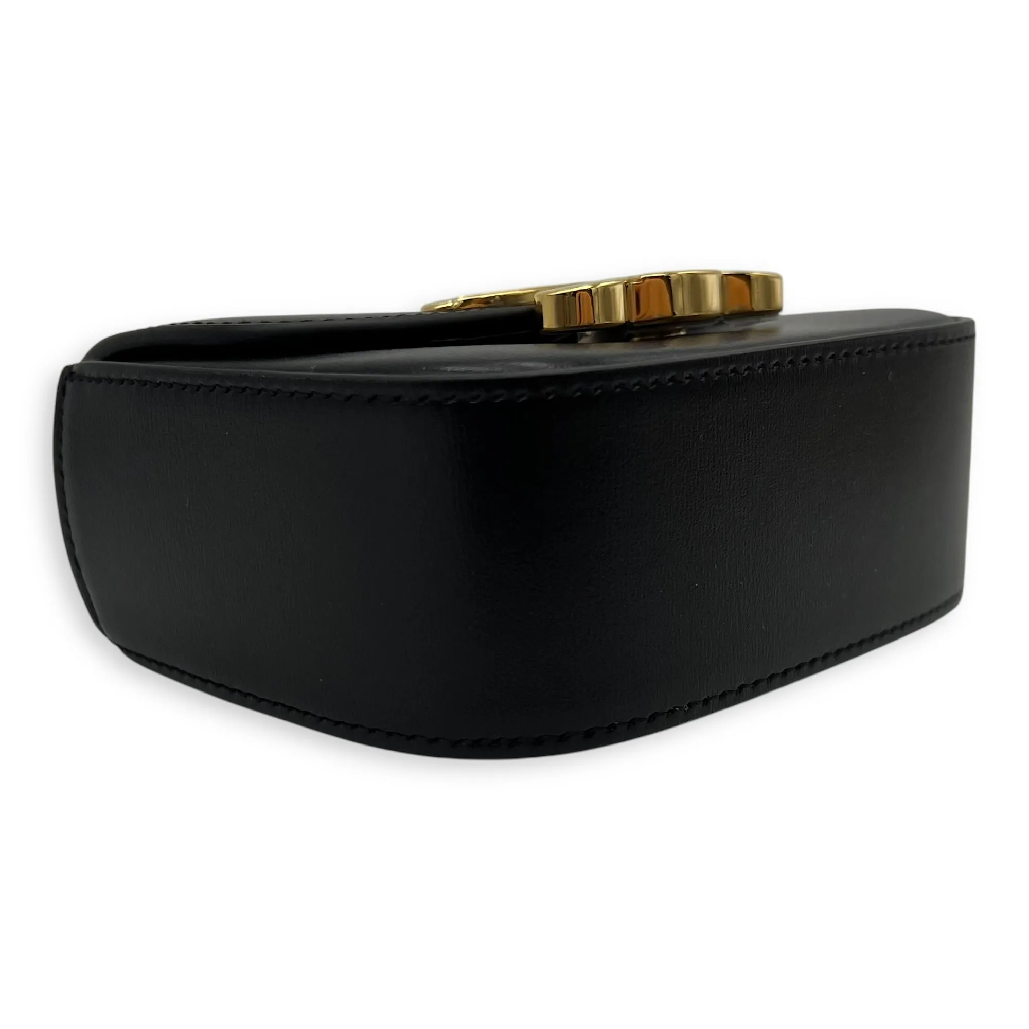 Claude Triomphe Mini Black Crossbody Bag in Calfskin, Gold hardware