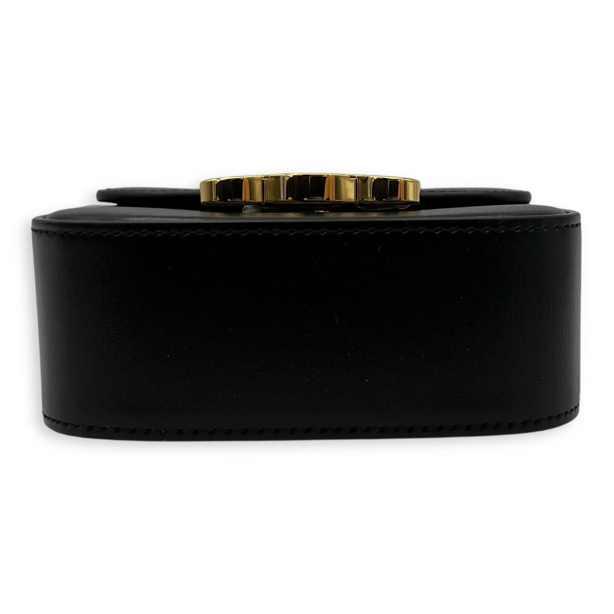 Claude Triomphe Mini Black Crossbody Bag in Calfskin, Gold hardware