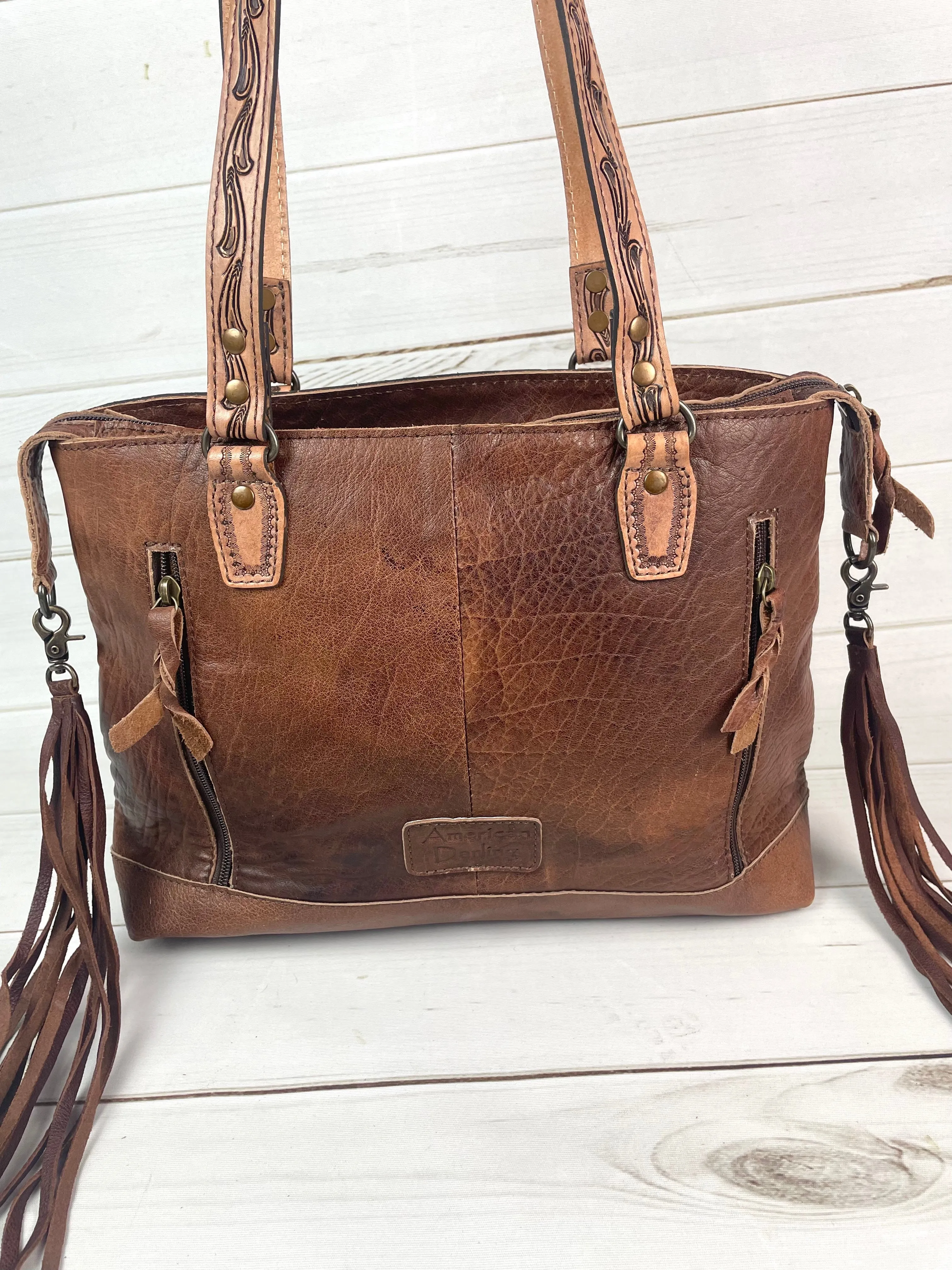 Clearance! Turquoise Wool and Leather Western Aztec Tote with Concealed Carry