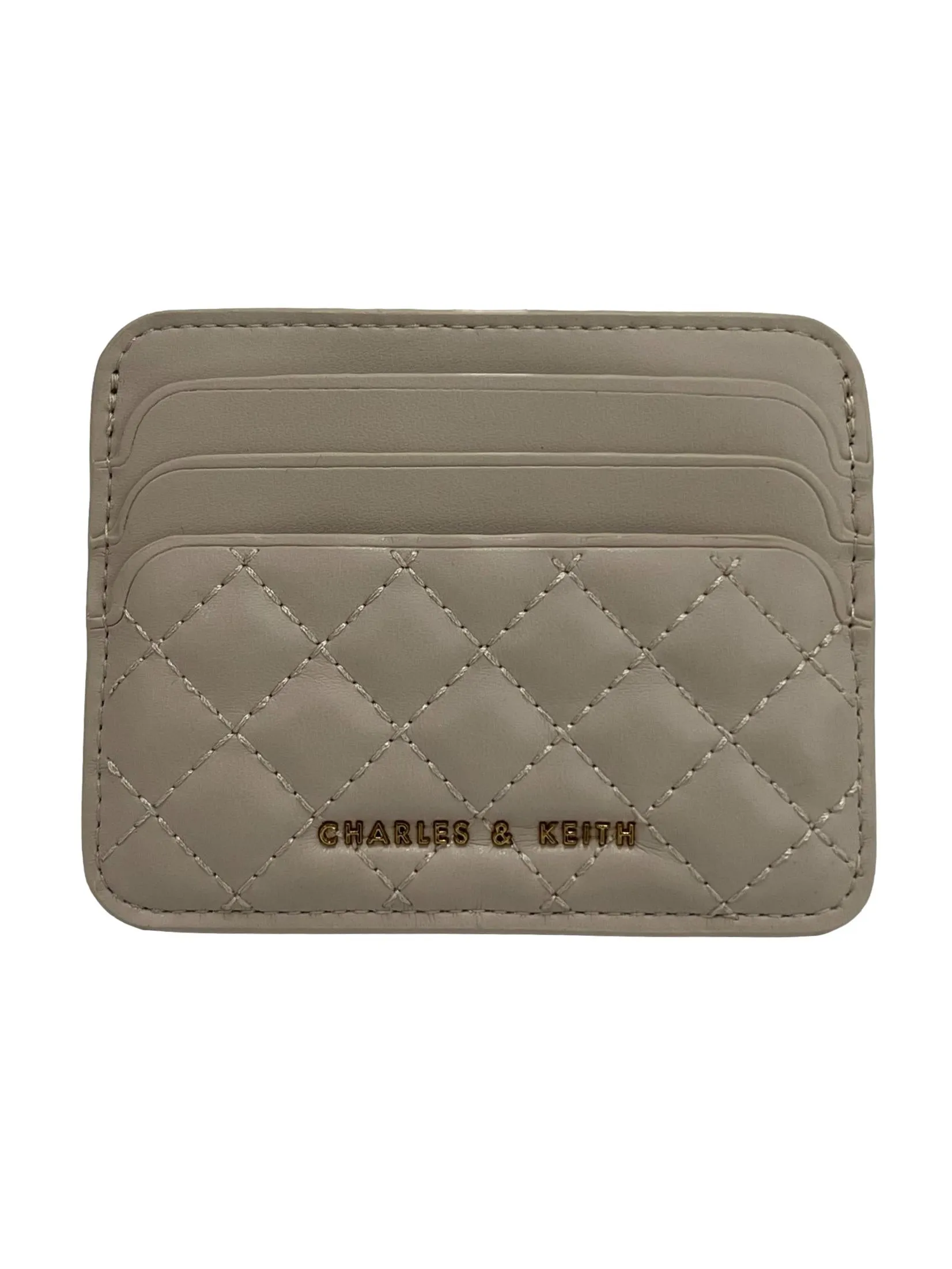 Cleo Quilted Card Holder - Taupe