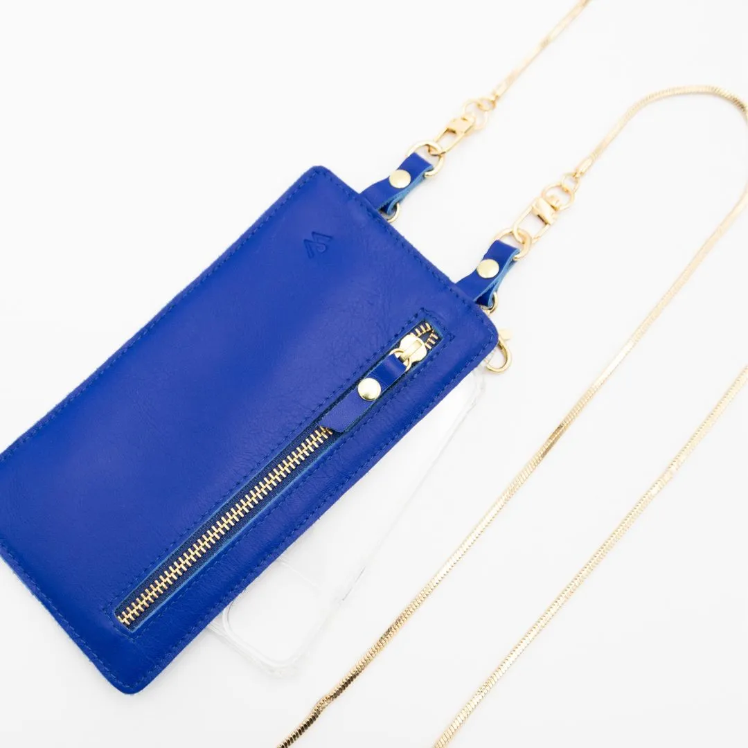 Cobalt Blue Leather Purse & Strap (w Gold Fittings)