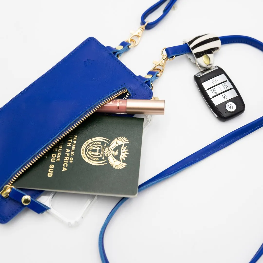 Cobalt Blue Leather Purse & Strap (w Gold Fittings)