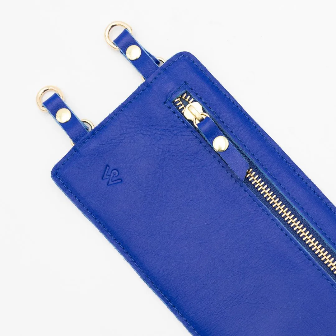 Cobalt Blue Leather Purse & Strap (w Gold Fittings)