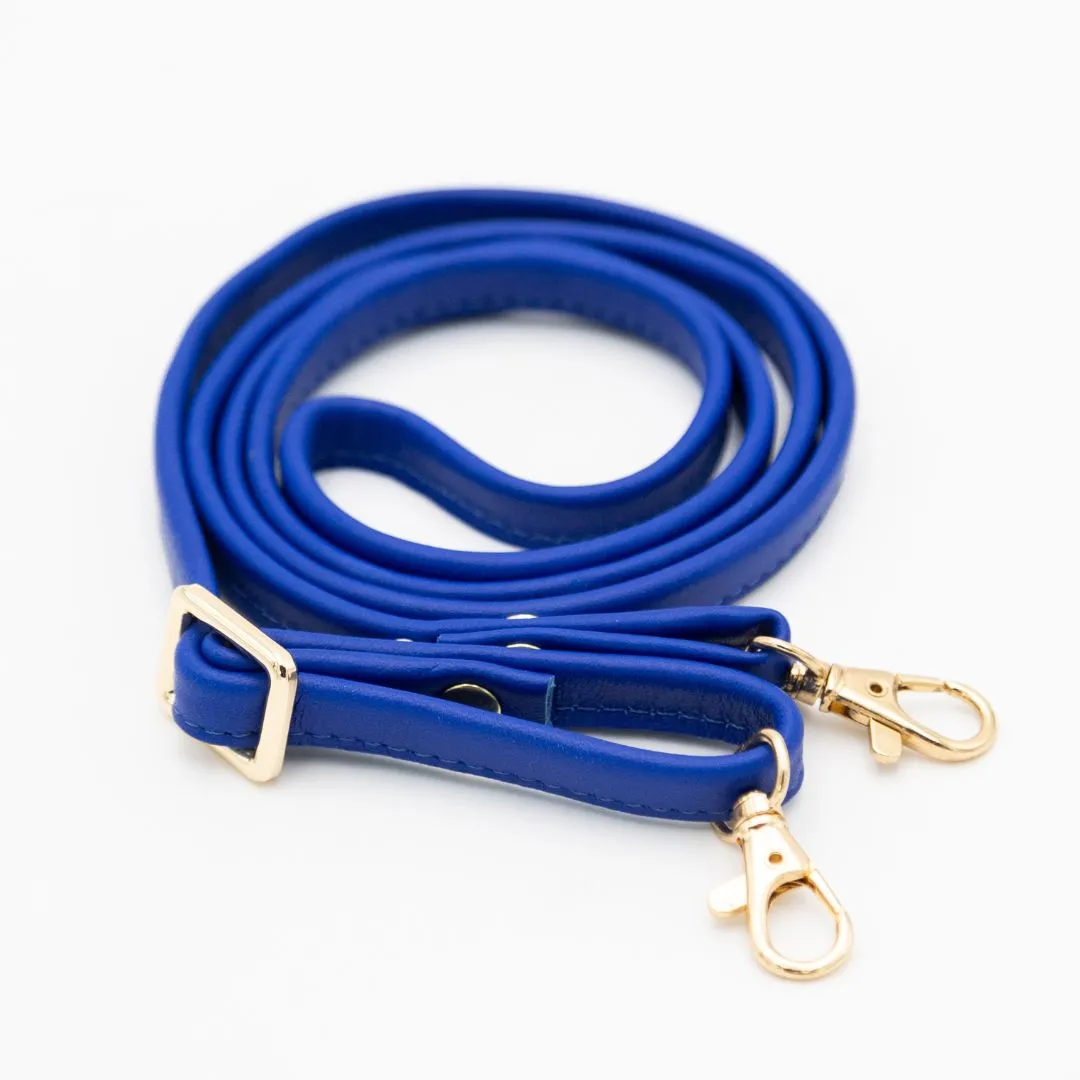 Cobalt Blue Leather Purse & Strap (w Gold Fittings)