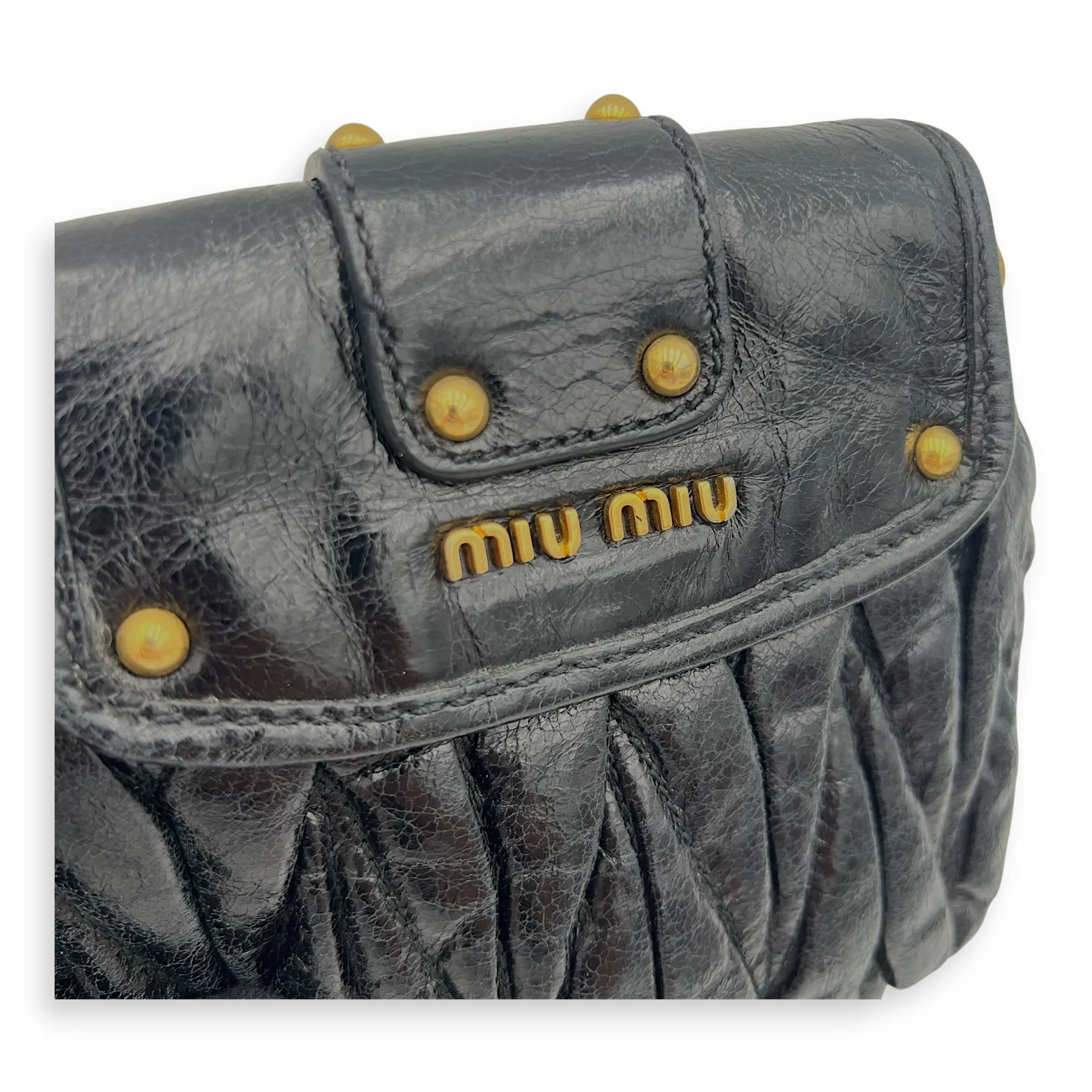 Coffer Mini Black Crossbody Bag in Calfskin, Gold hardware