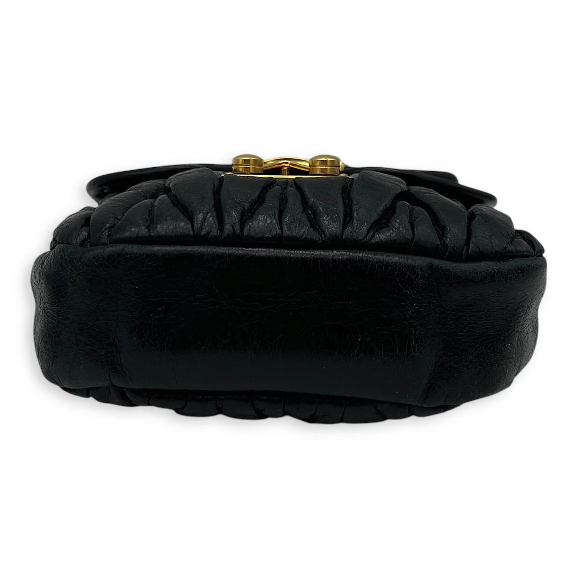Coffer Mini Black Crossbody Bag in Calfskin, Gold hardware