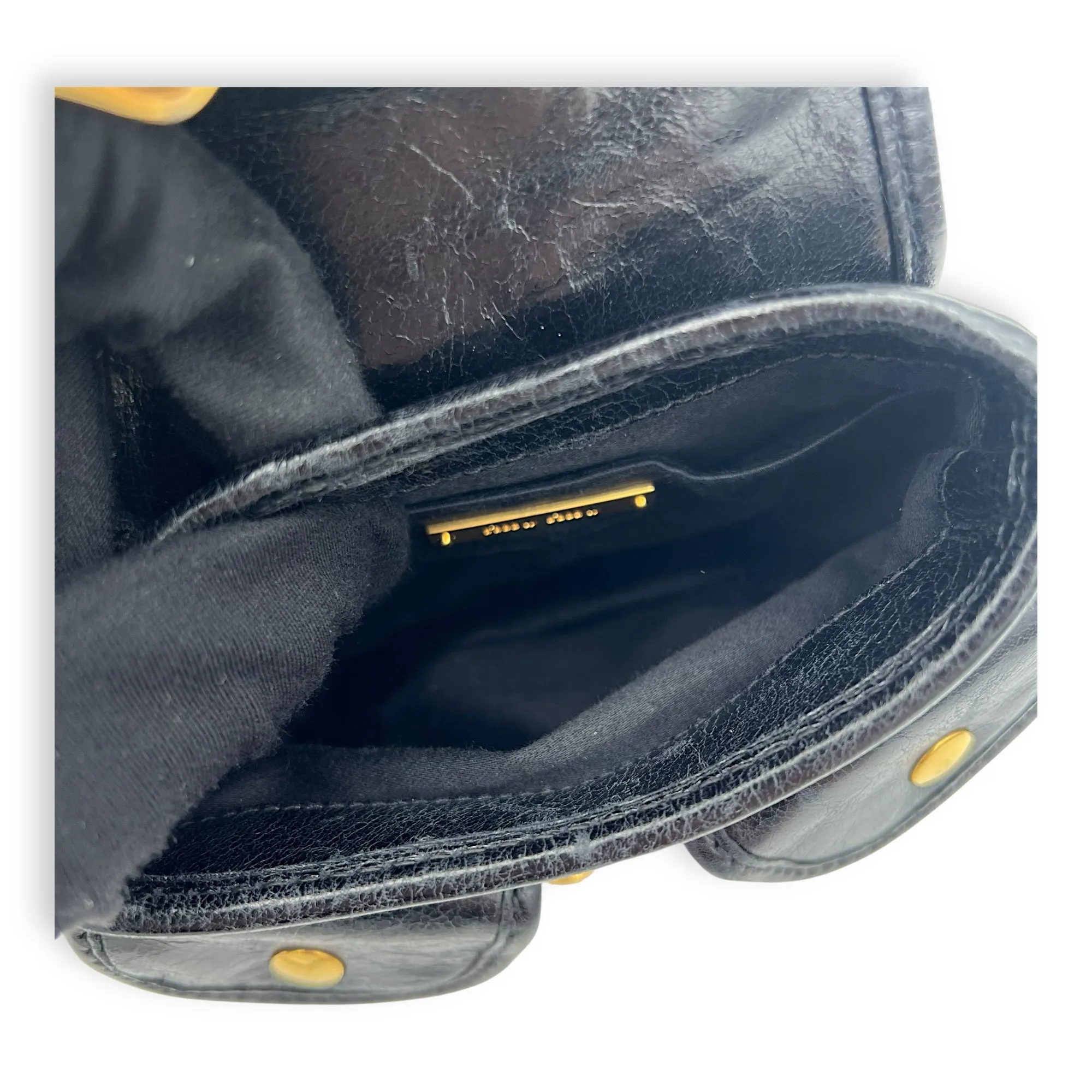 Coffer Mini Black Crossbody Bag in Calfskin, Gold hardware