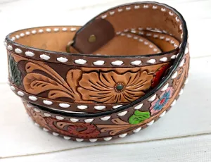 Colorful Floral Buckstitch Handbag Strap