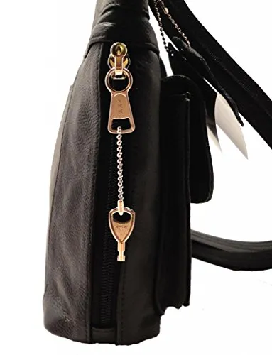 Concealed Carry Crossbody Leather Purse - Locking Zipper
